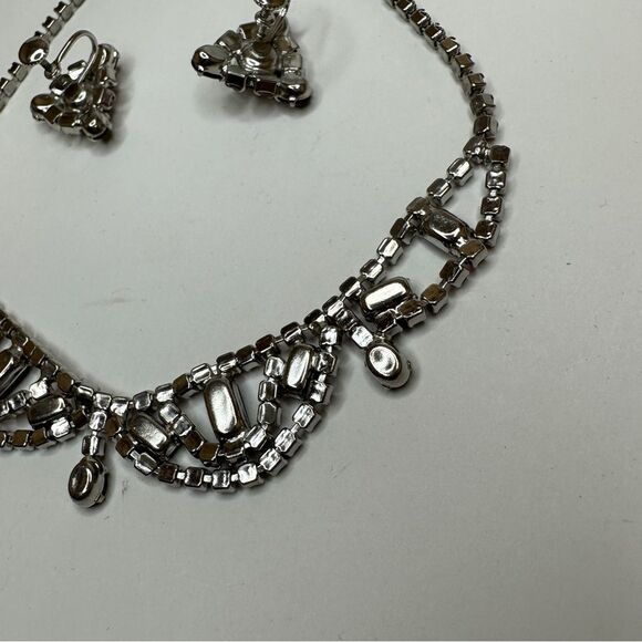 Fashion Jewelry Black and Pink Rhinestone Necklace and Screw Back Earrings - Picture 12 of 14